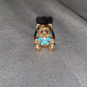 Pandora bear with blue ribbon charm